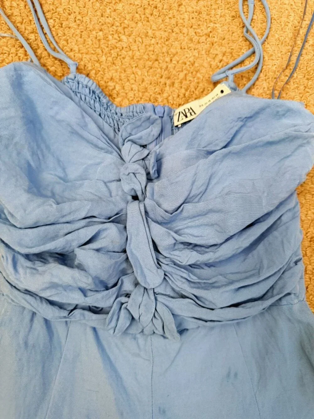 ZARA Blue Tie Front Romper Size XS
